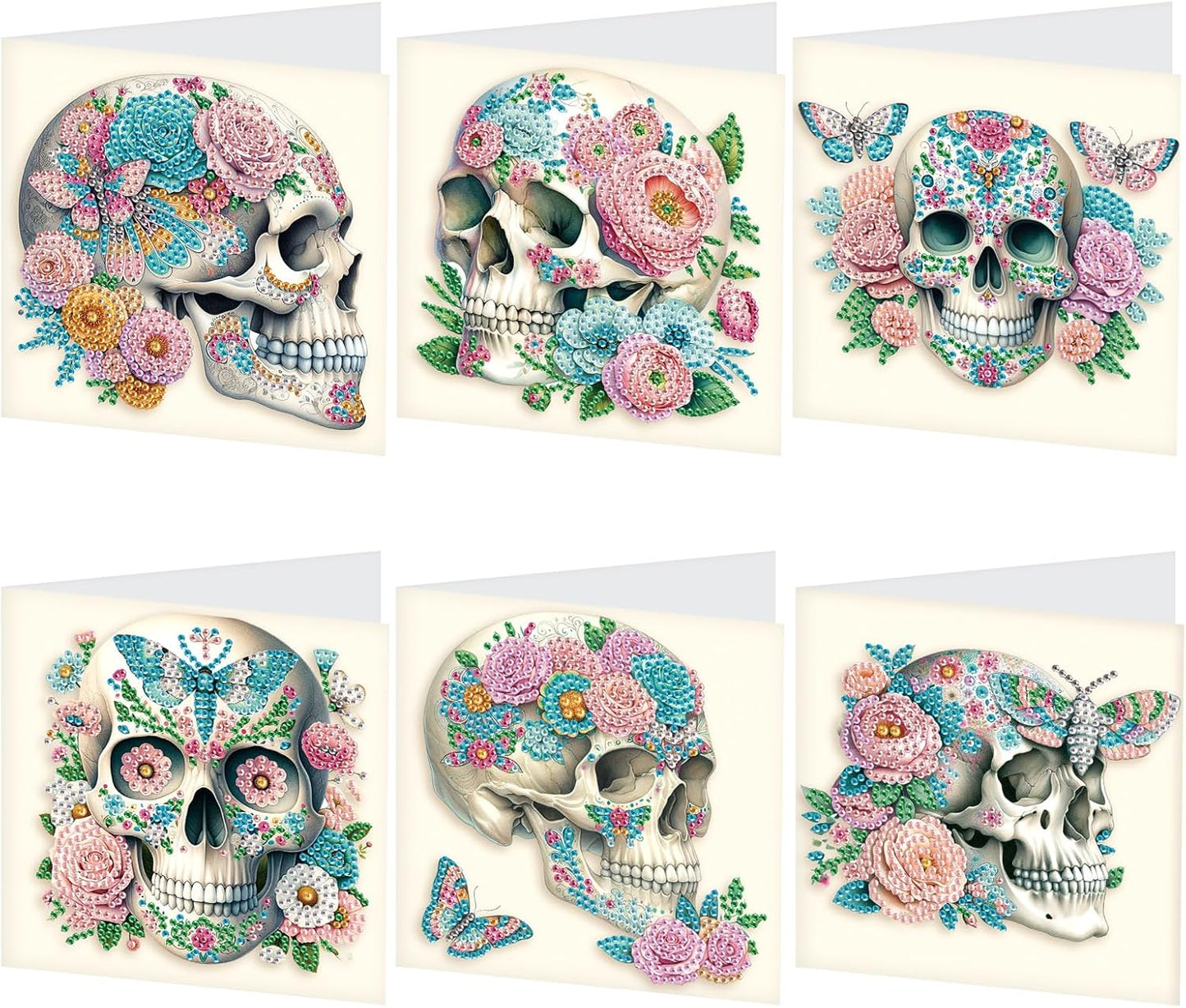 #4: NEW Floral Skull Greeting Cards - Set of 6