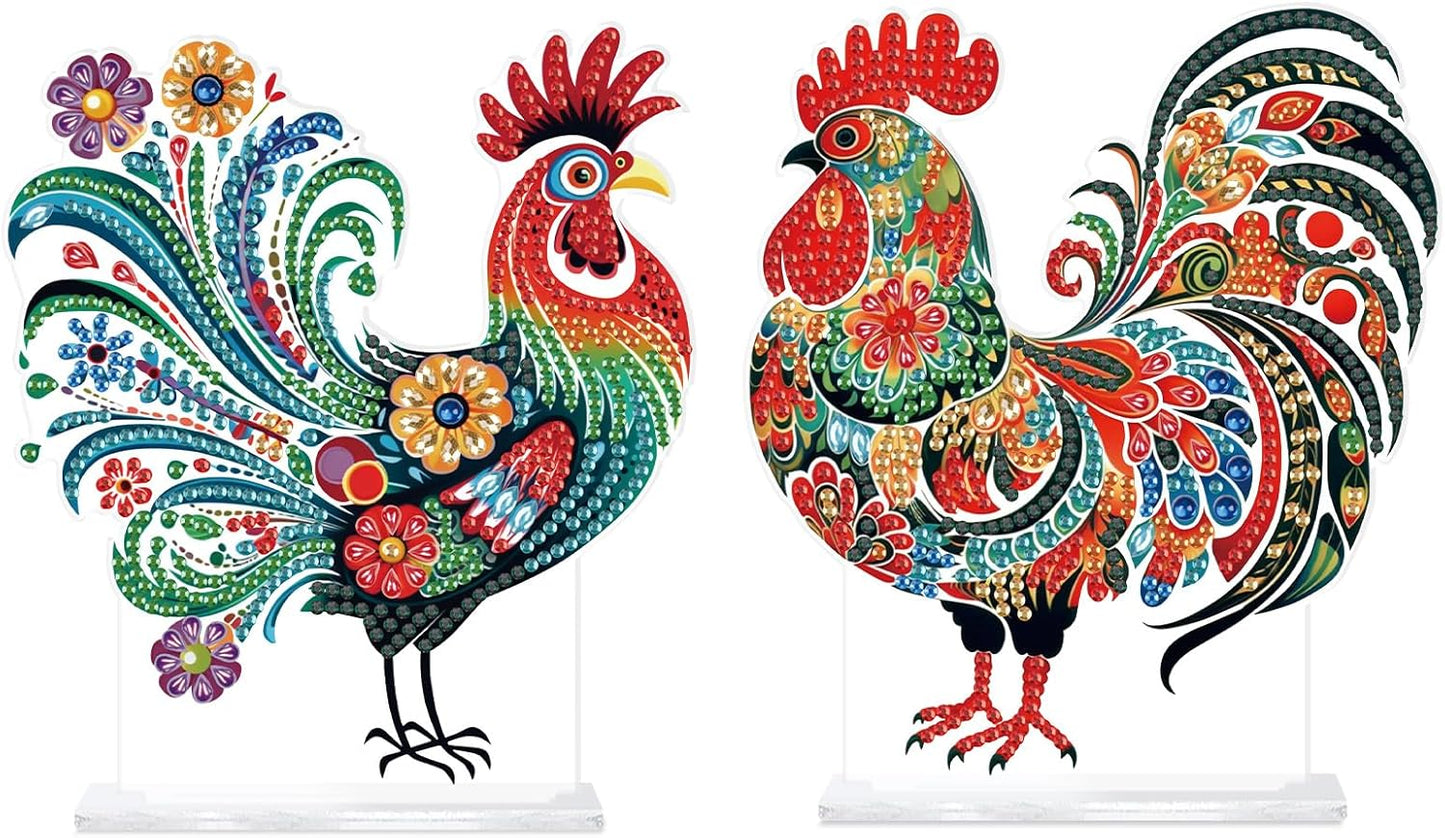 1/28/26: NEW Roosters - Set of 2 Tabletop Decor 5.3"x5.3"