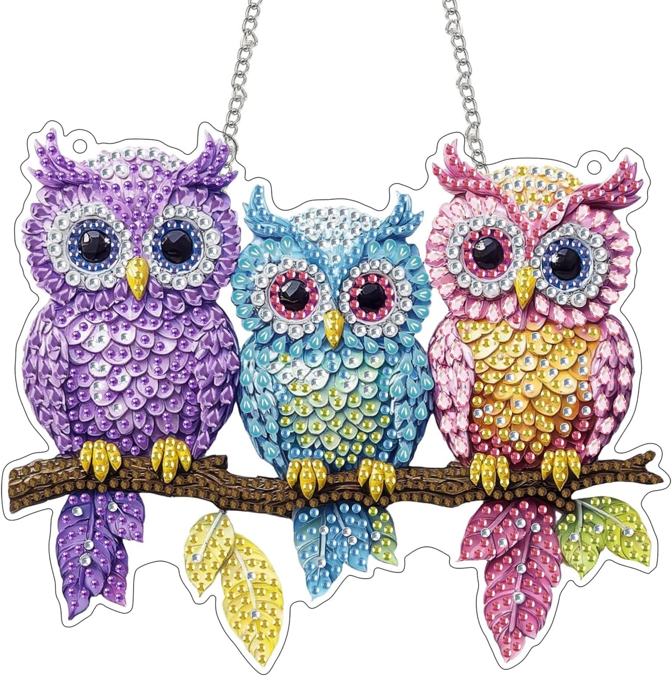 NEW Three Owls Hanging Pendant - 7"