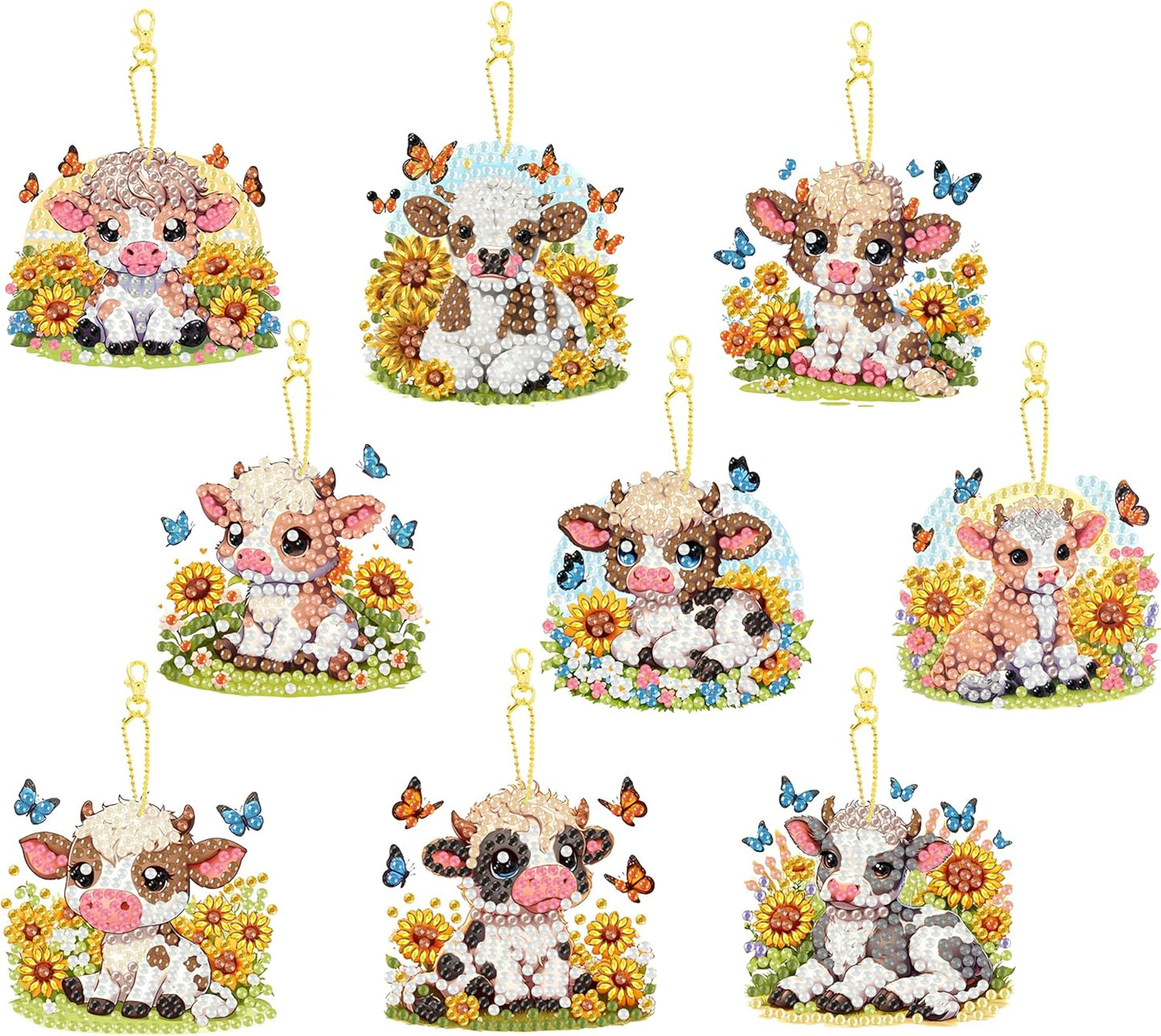1/28/26: NEW Cute Cow Keychains - Set of 9