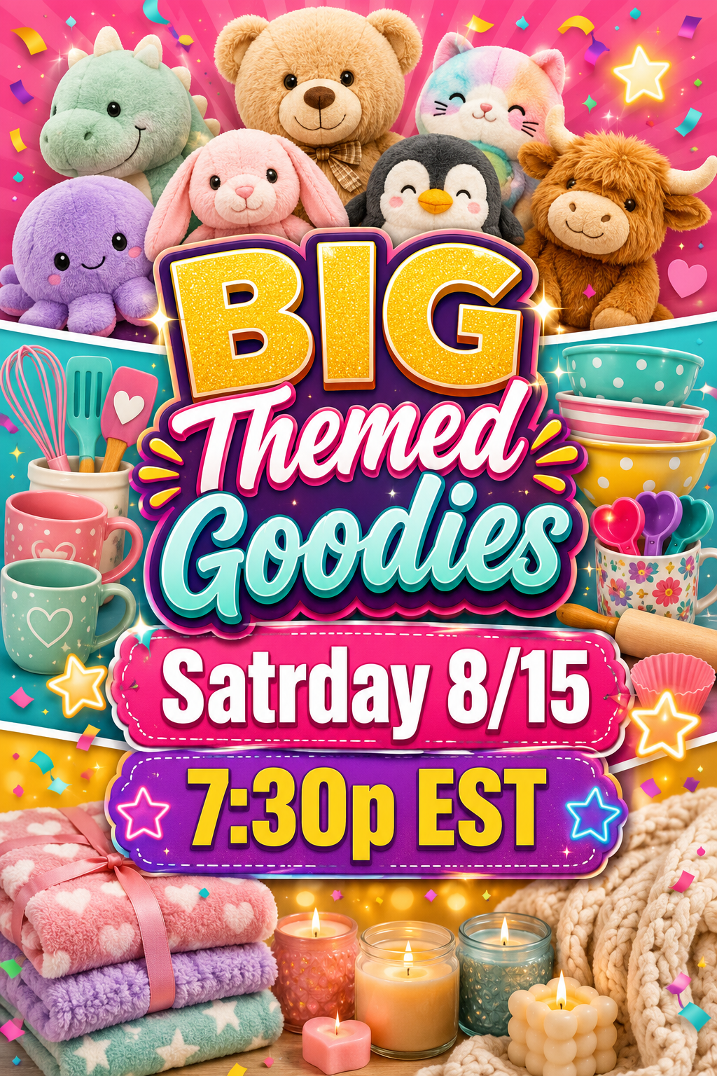 ******* NOT AVAILABLE UNTIL WEDNESDAY! ******* BIG Themed Goodies - Saturday 8/15 7:30p EST