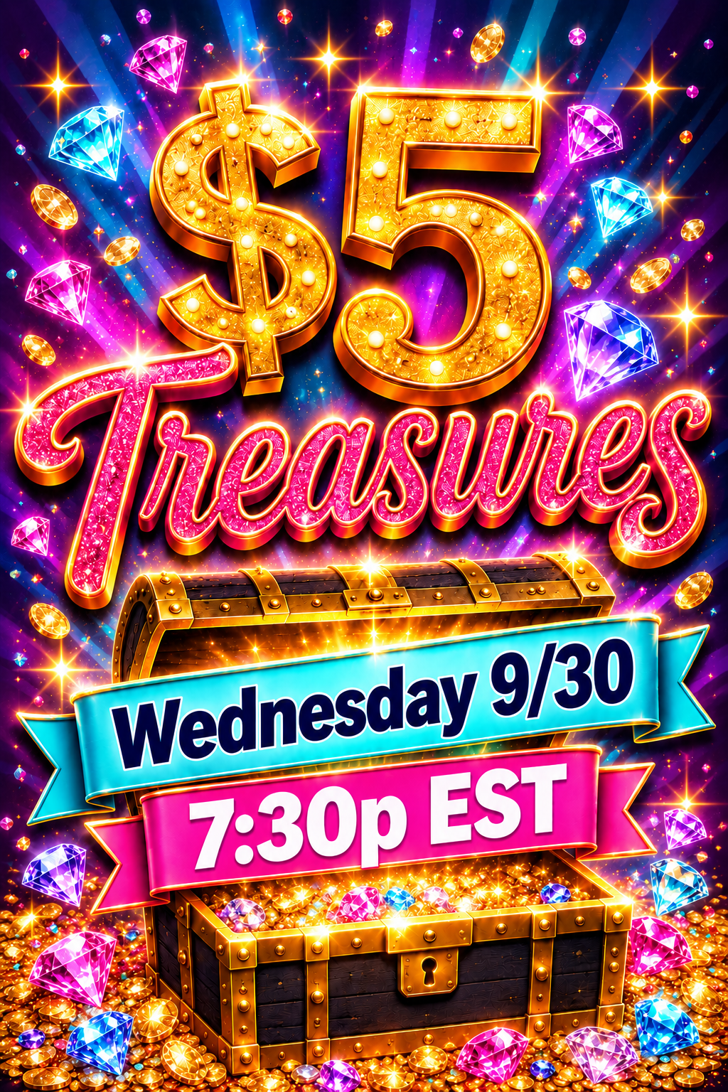 $5 Treasures - LIVE Wednesday 9/30 7:30p EST