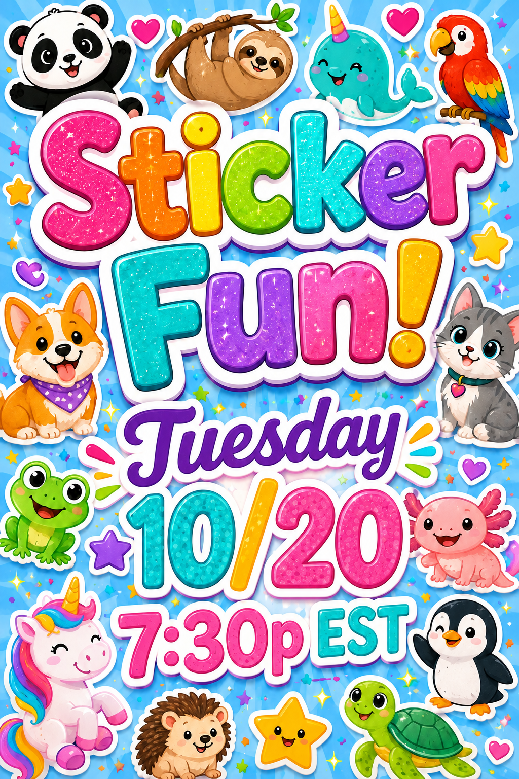 STICKER Fun ~ LIVE Tuesday 10/20 7:30p EST