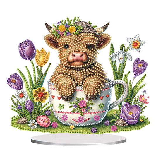 NEW Highland Cow in Cup Tabletop Decor
