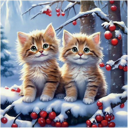 NEW Two Kitties (Full drill - round diamonds) 10"x10"