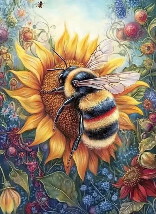 1/21/26: #18 NEW Sunflower Bee (Full drill - round diamonds) 10"x14"