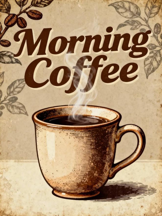 NEW Morning Coffee (Full drill - round diamonds) 10"x14"