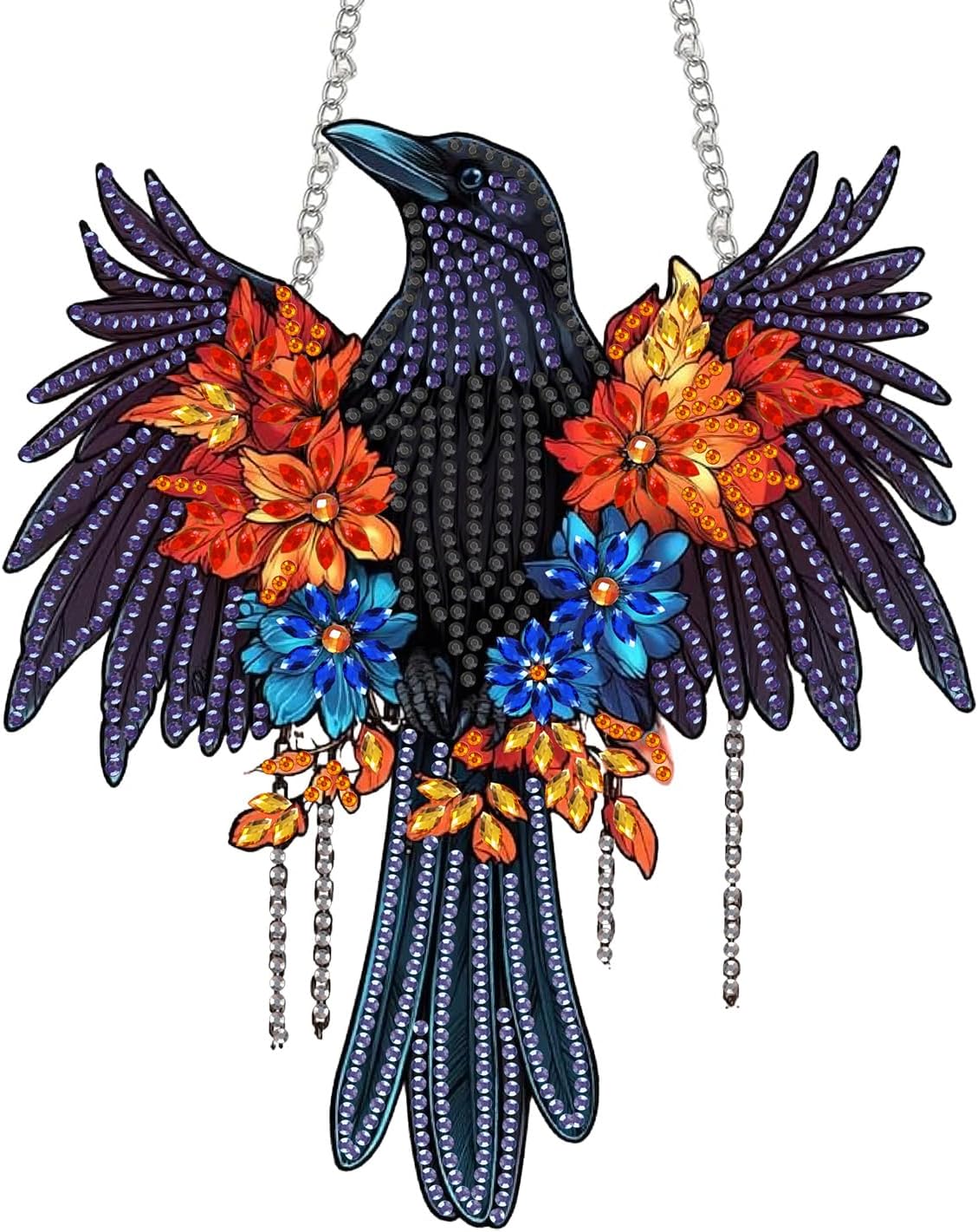 NEW Black Bird Hanging Pendant - 7"