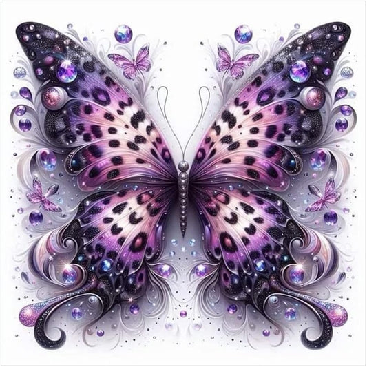 NEW Purple Spotted Butterfly (Full drill - round diamonds) 10"x10"