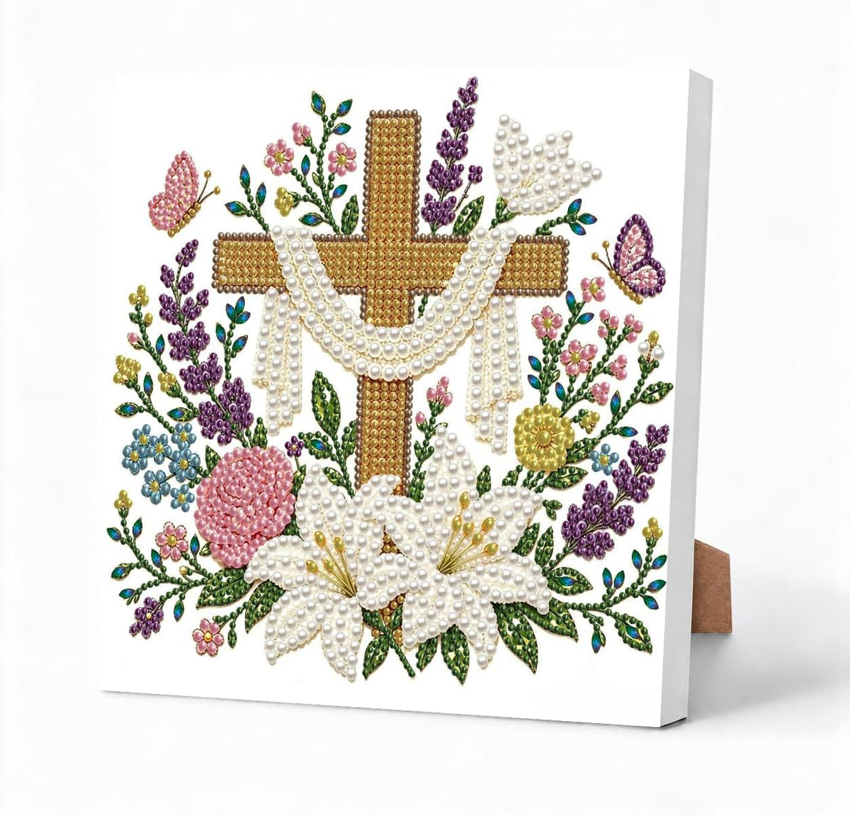 Flower Cross Partial - Canvas on Frame (10”x10”)