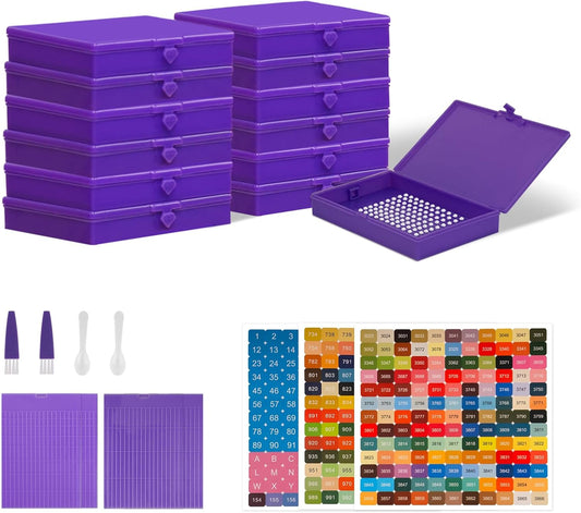 Diamond Storage Container Trays With Lids - Purple