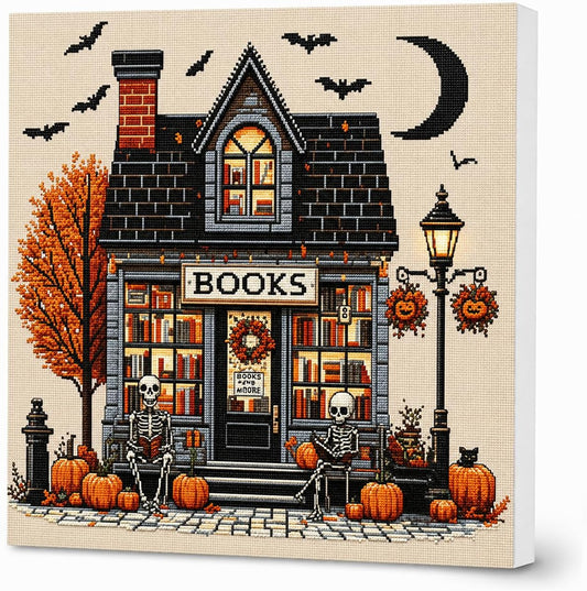 Autumn Bookstore Full Drill - Canvas on Frame (10”x10”)
