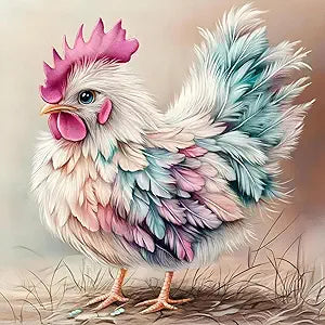 1/21/26: #20 NEW Pastel Chicken (Full drill - round diamonds) 12"x12"