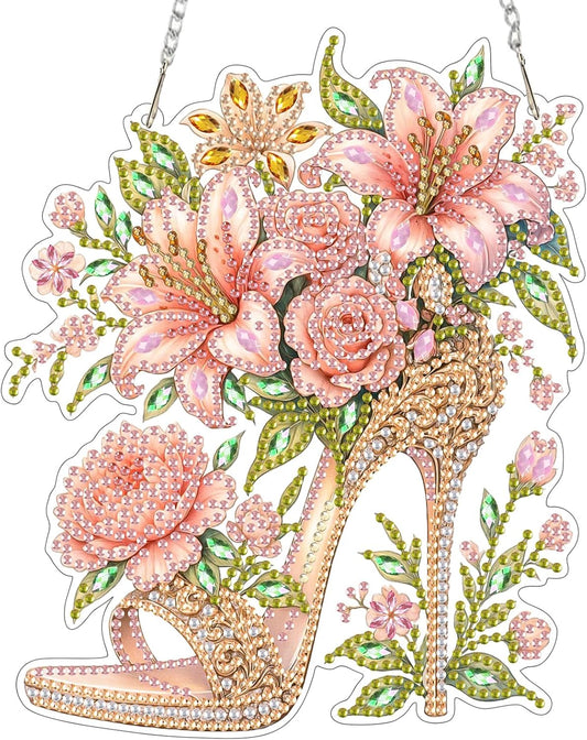 1/28/26: NEW Pink Flowers Shoe Hanging Decor 6.5"x7.5"