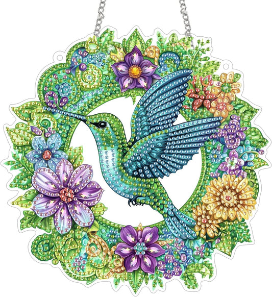 NEW Hummingbird Wreath Hanging Pendant - 7"