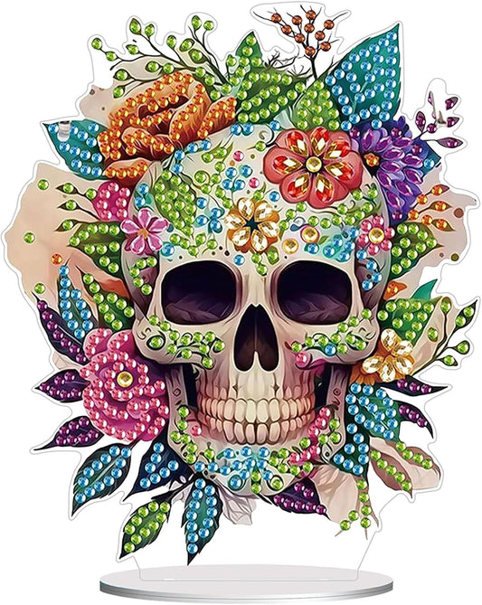 NEW Floral Skull Tabletop Decor 5.5"x6.5"
