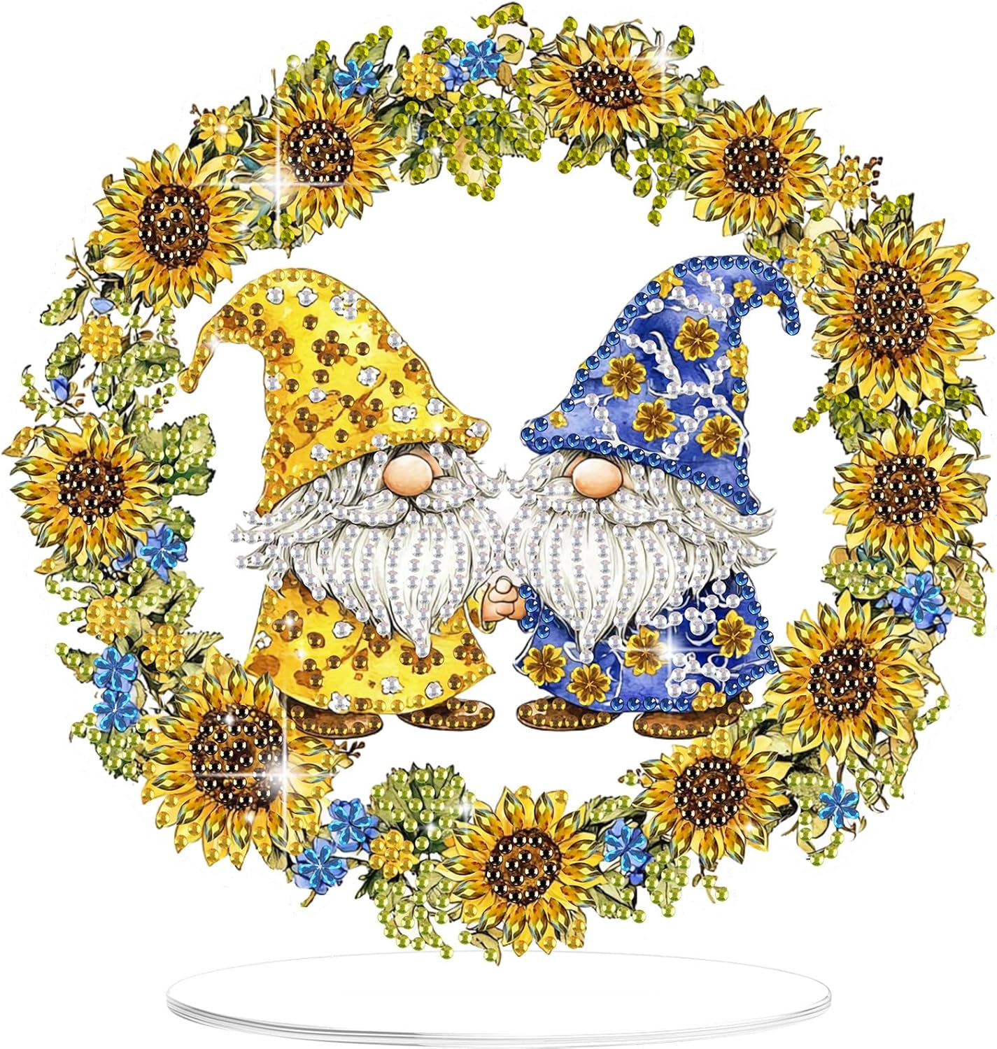 NEW Yellow and Blue Gnomes Tabletop Decor 7"x8"