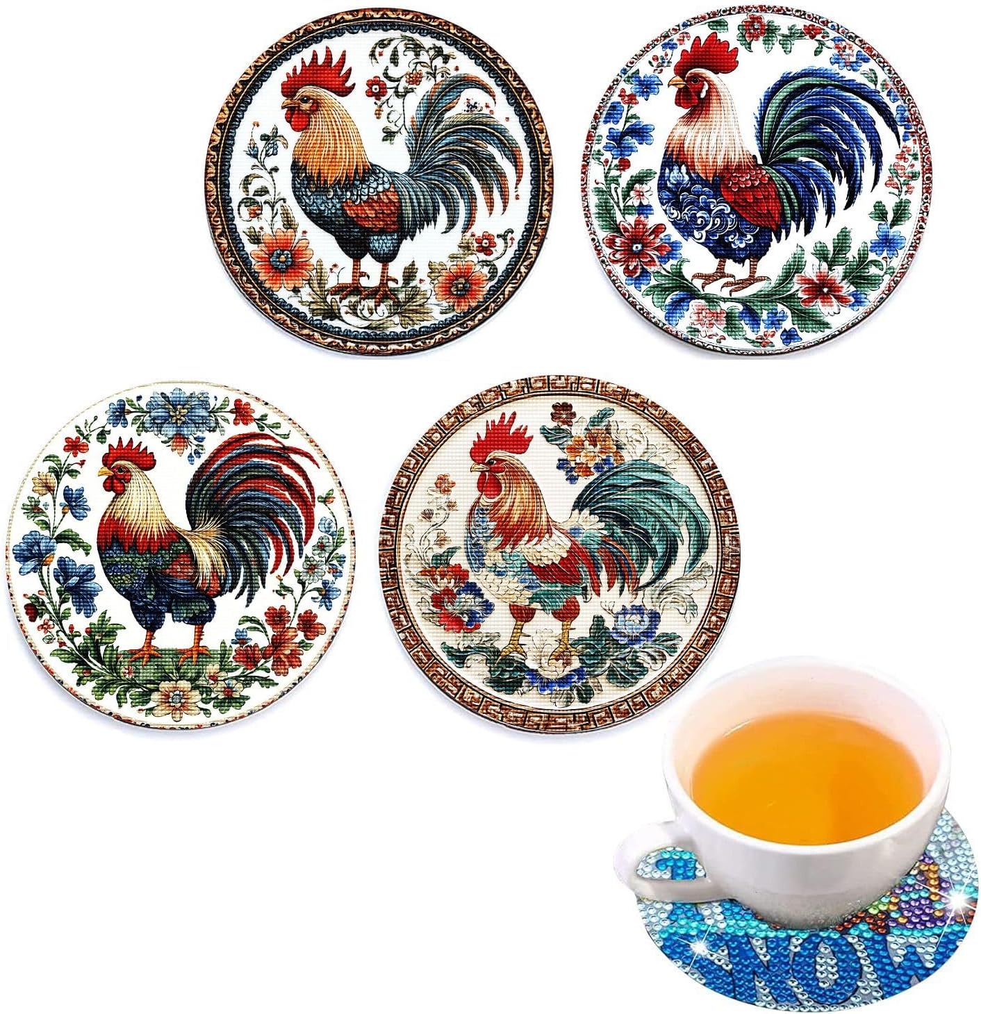 NEW Rooster Coasters - Set of 4