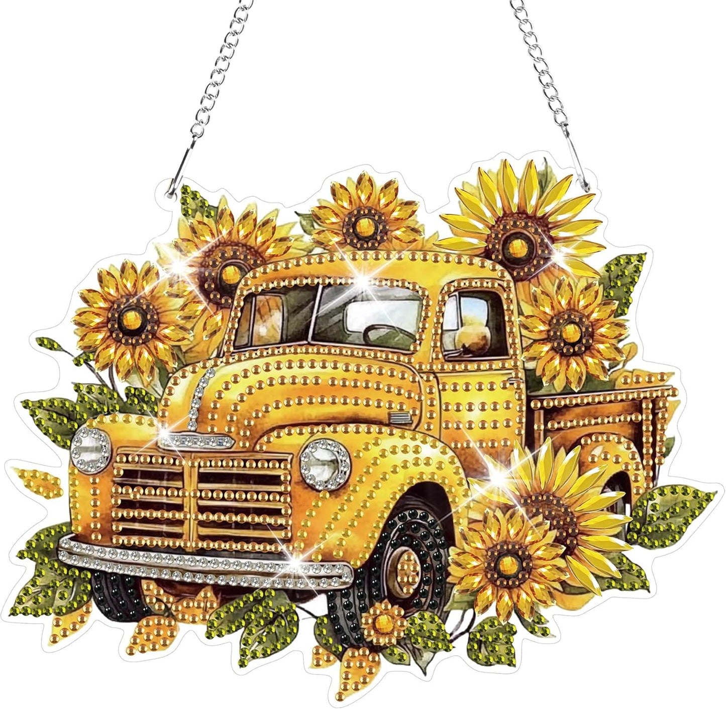 NEW Sunflower Truck Hanging Diamond Painting Kit 6"x8"