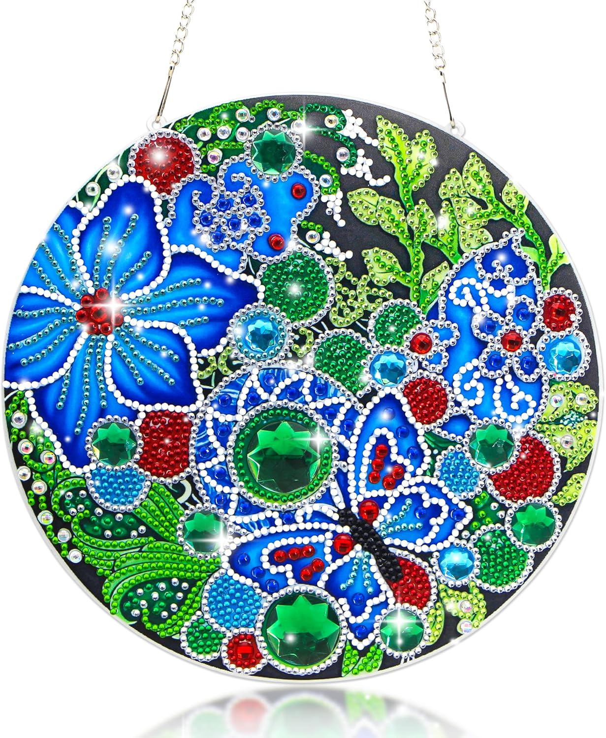 NEW Butterfly in Flowers Hanging Pendant - 9.5"