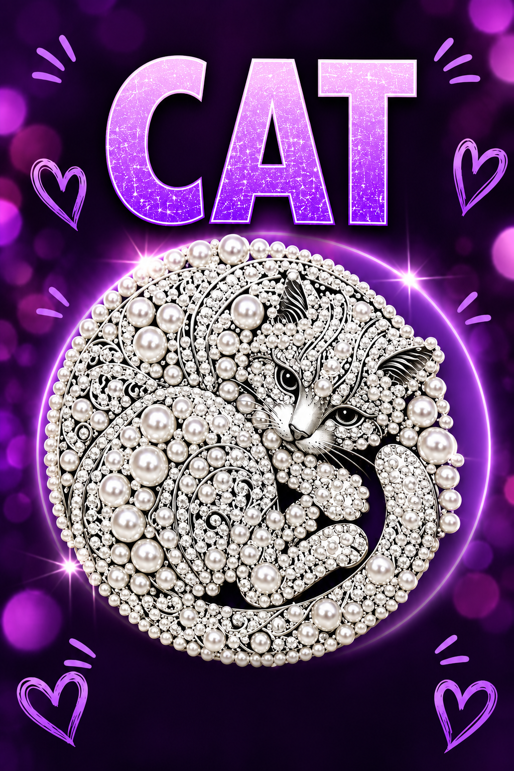 Cat PEARL Kit on Black - 6"x6"