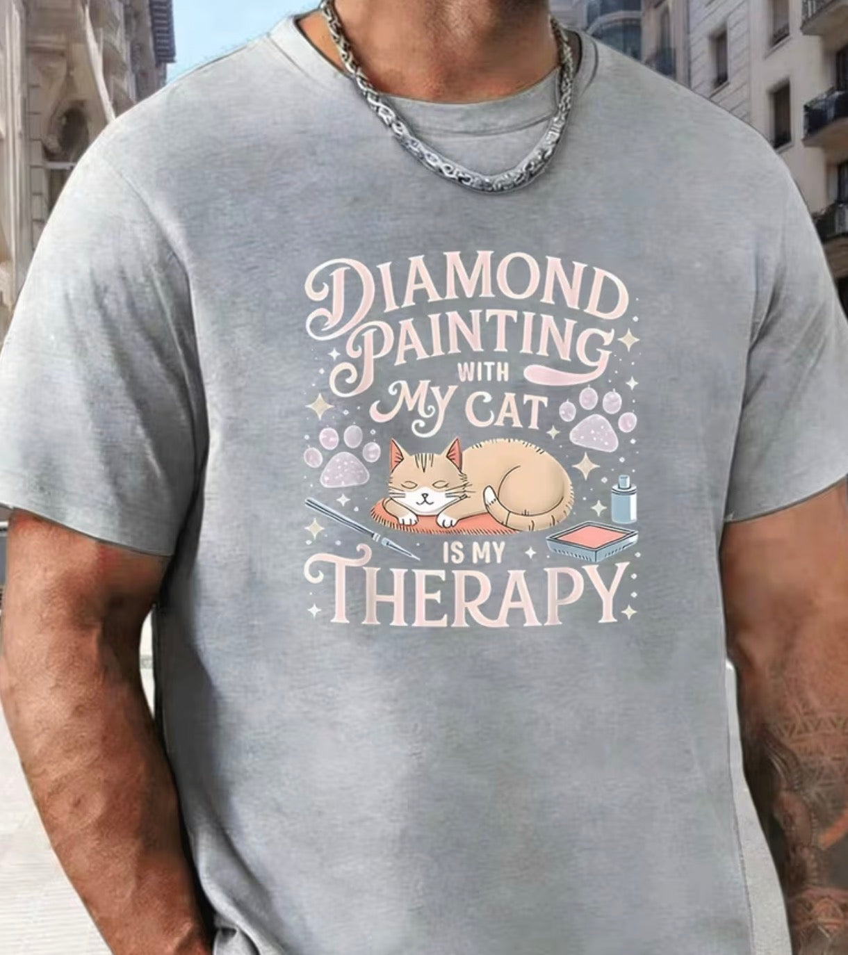 Diamond Painting w/ My Cat is My Therapy Tshirt