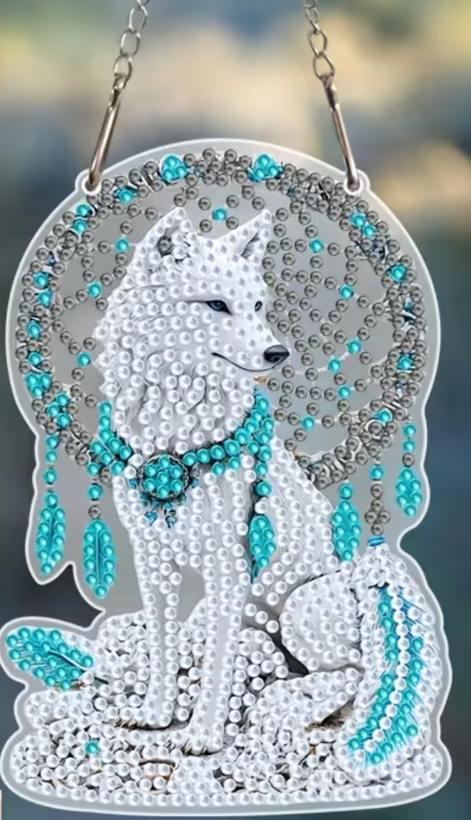 NEW Wolf Dreamcatcher Hanging Pendant
