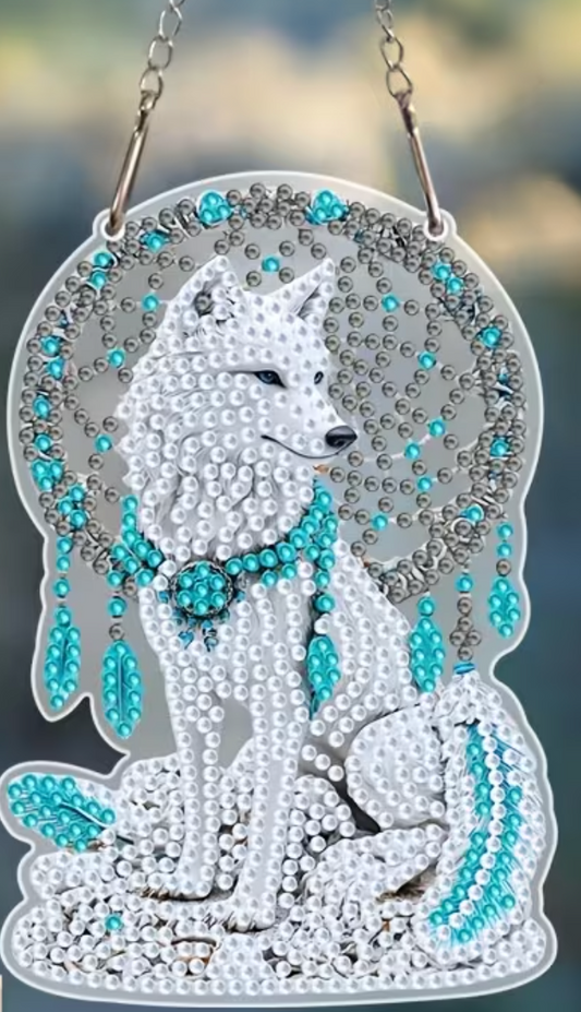 NEW Wolf Dreamcatcher Hanging Pendant